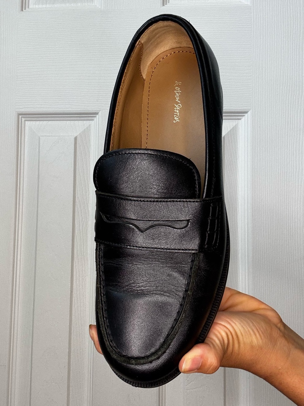& Other Stories Black Leather Penny Loafers